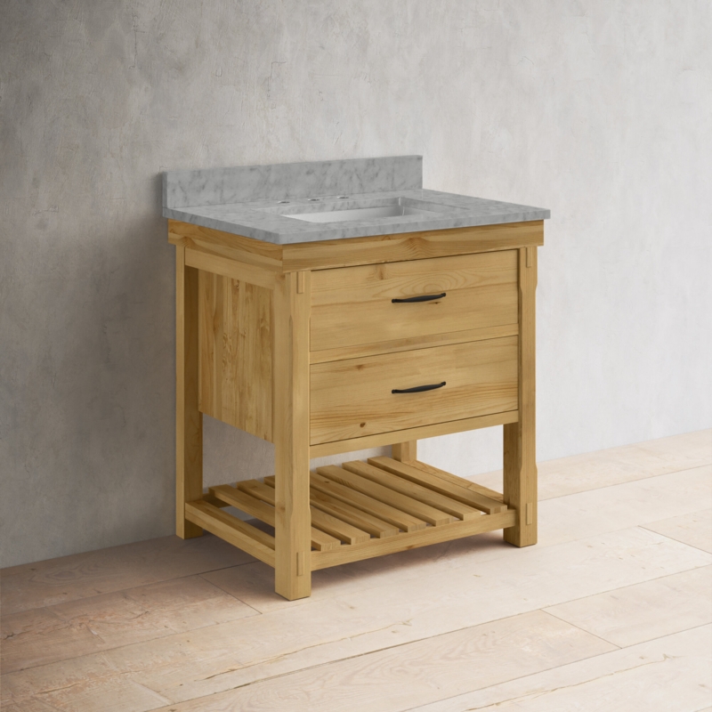 Lillian 30'' Single Bathroom Vanity with Genuine Marble Top