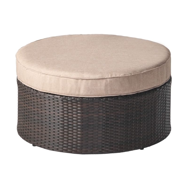 Lylis Wicker Outdoor Ottoman with Sunbrella Cushion