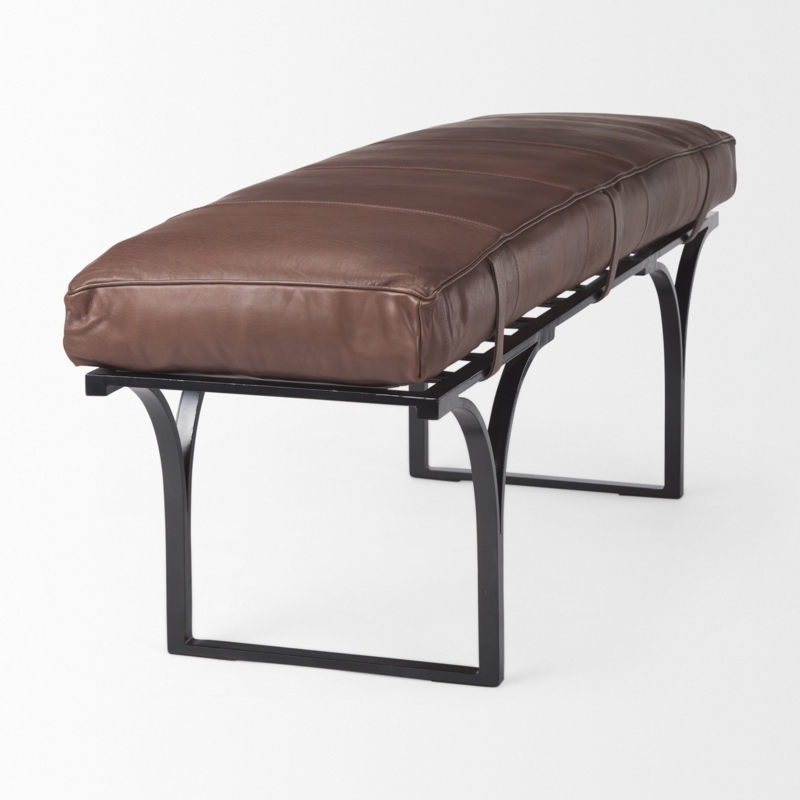 Magnolia Genuine Leather Upholstered Bench