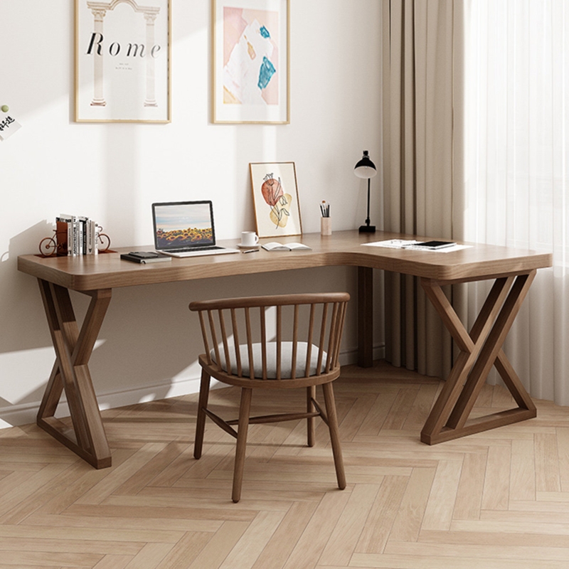 Maianh 2 Solid Wood L-Shaped Desk And Chair Set Office Set with Chair