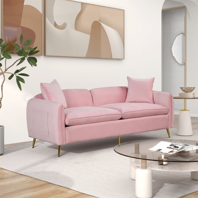 Maximilan 77.5'' Velvet Tight Back Convertible Sofa