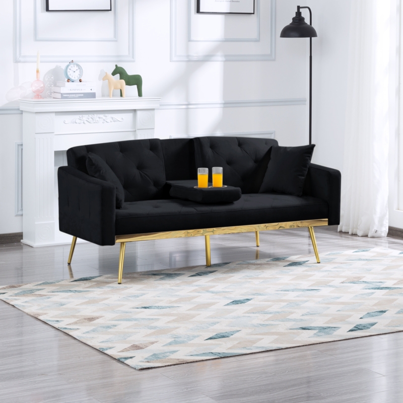 Meghana Twin 67.6'' Velvet Convertible Sofa