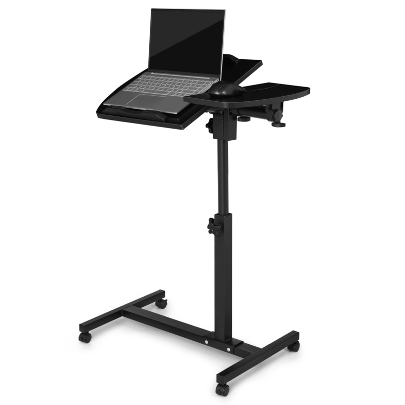 Mobile Rolling Tiltable Laptop Cart Tray Overbed With Mouse Stand Adjustable