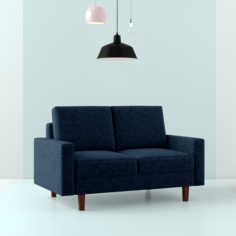 Morosini 58" Linen Square Arm Loveseat