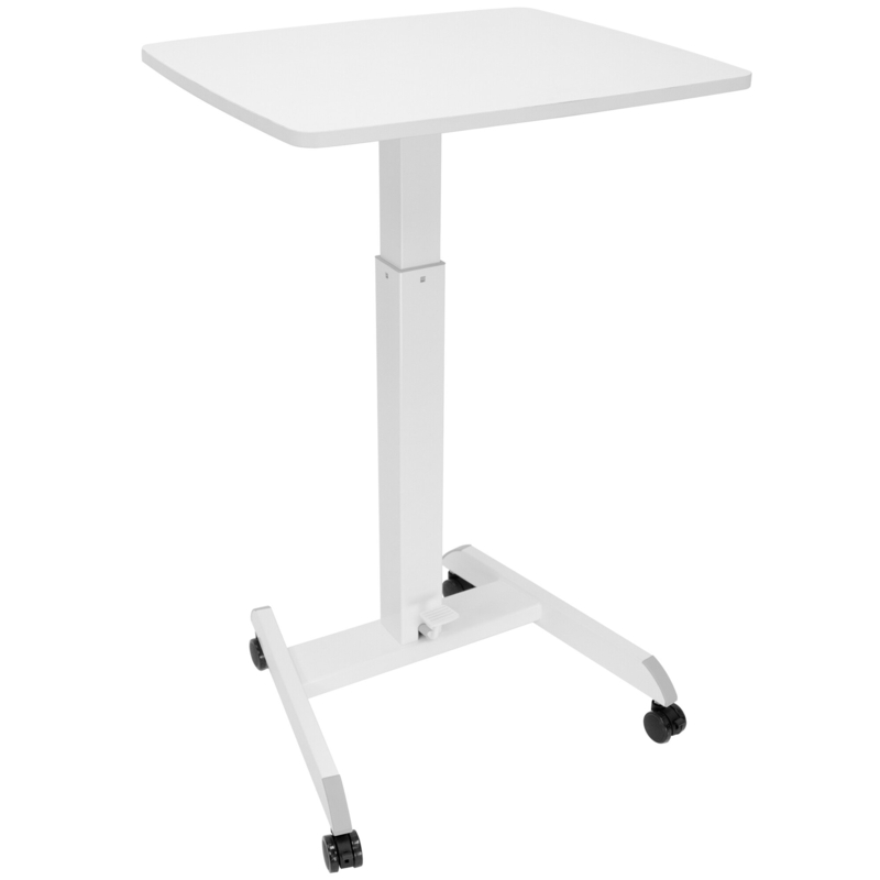 Mount-It! Adjustable Rolling Laptop Desk w/ Wheels, Standing Mobile Workstation Cart w/ Spring Lift