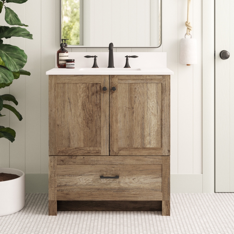 Naylie 30'' Single Bathroom Vanity with Engineered Marble Top
