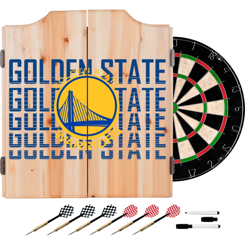 NBA Trademark Global Bristle Dartboard And Cabinet Set (Darts Included)