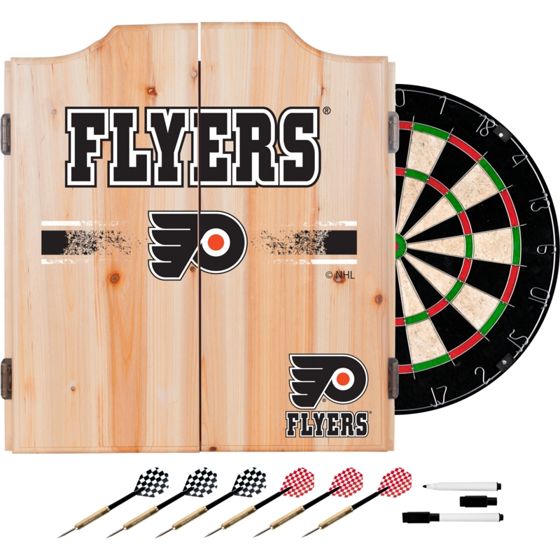 NHL Trademark Global Bristle Dartboard And Cabinet Set (Darts Included)