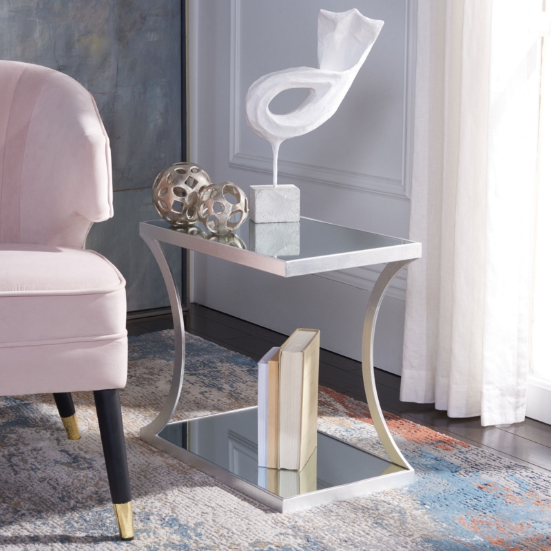 Oxendine Glass Top Floor Shelf End Table with Storage