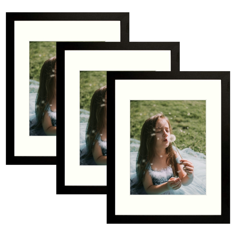 Real Glass Black Gallery Wall Picture Frame 11x14 Matted for 8x10 Pictures