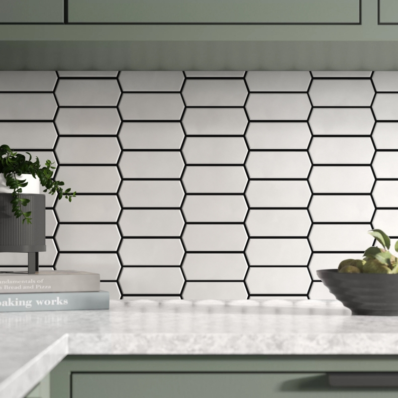 Retro Picket Bianco 2" x 5" PorcelainHoneycomb Mosaic Wall & Floor Tile