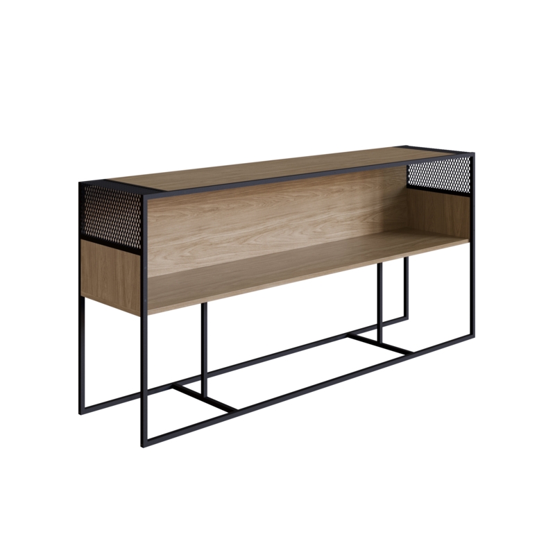 Rexferd Brown Console Table Sideboard with Black Iron Legs