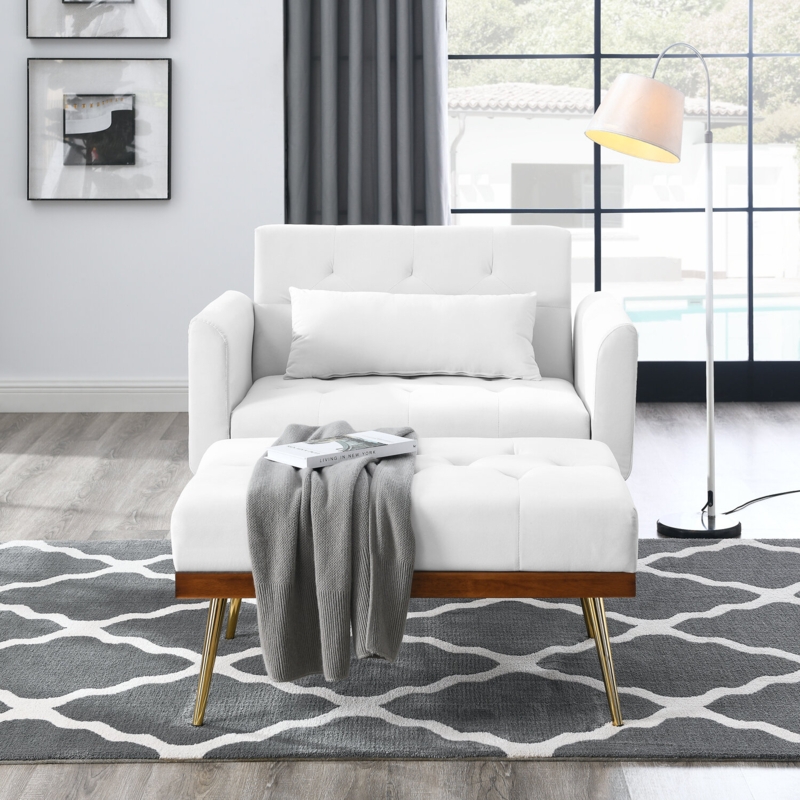 Saahin Twin 40.5'' Velvet Tufted Convertible Sofa