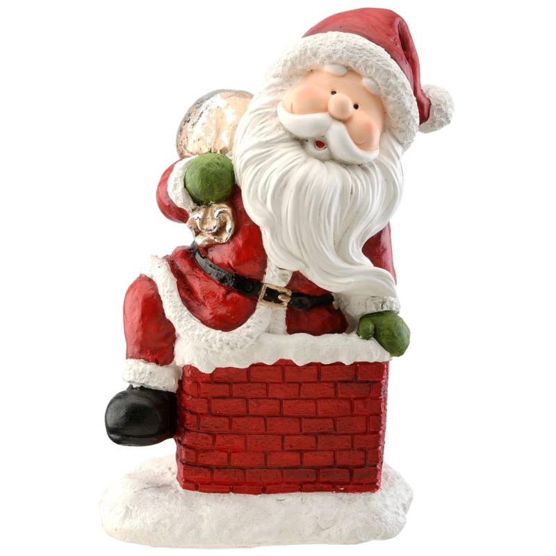 Santa Climbing Into Chimney Figurine