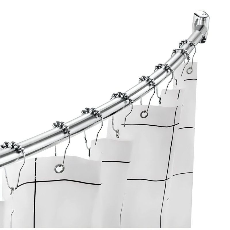 Stainless Steel 43 to 72 inches Adjustable Curved Shower Curtain Rod Polished Stainless Steel