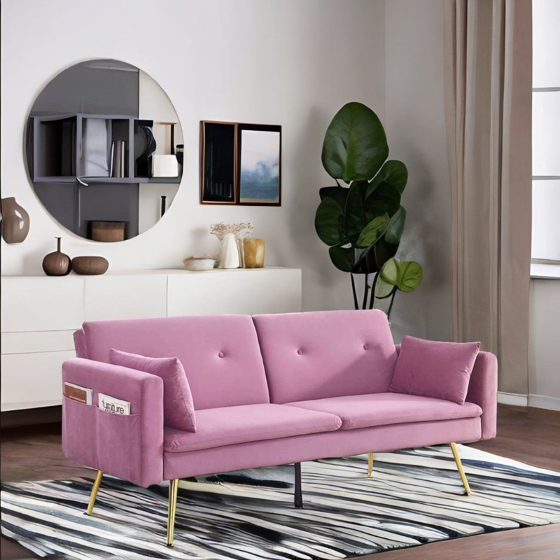 Stamatina 72.5'' Velvet Tight Back Convertible Sofa