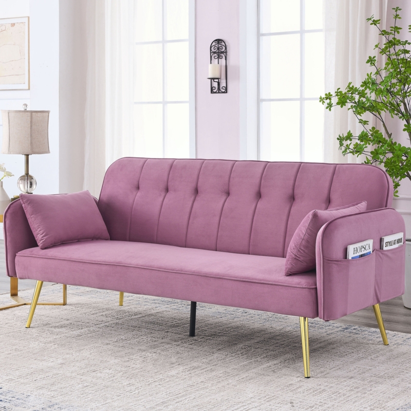 Stelia 72.5'' Velvet Tufted Convertible Sofa