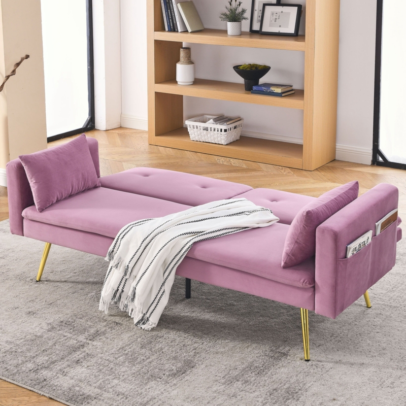 Talithia Full 72.5'' Velvet Tufted Convertible Sofa