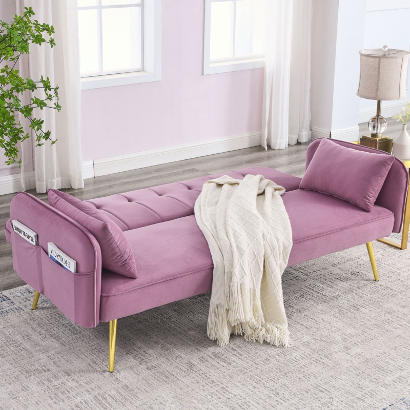 Tammetha 72.5'' Velvet Tufted Convertible Sofa