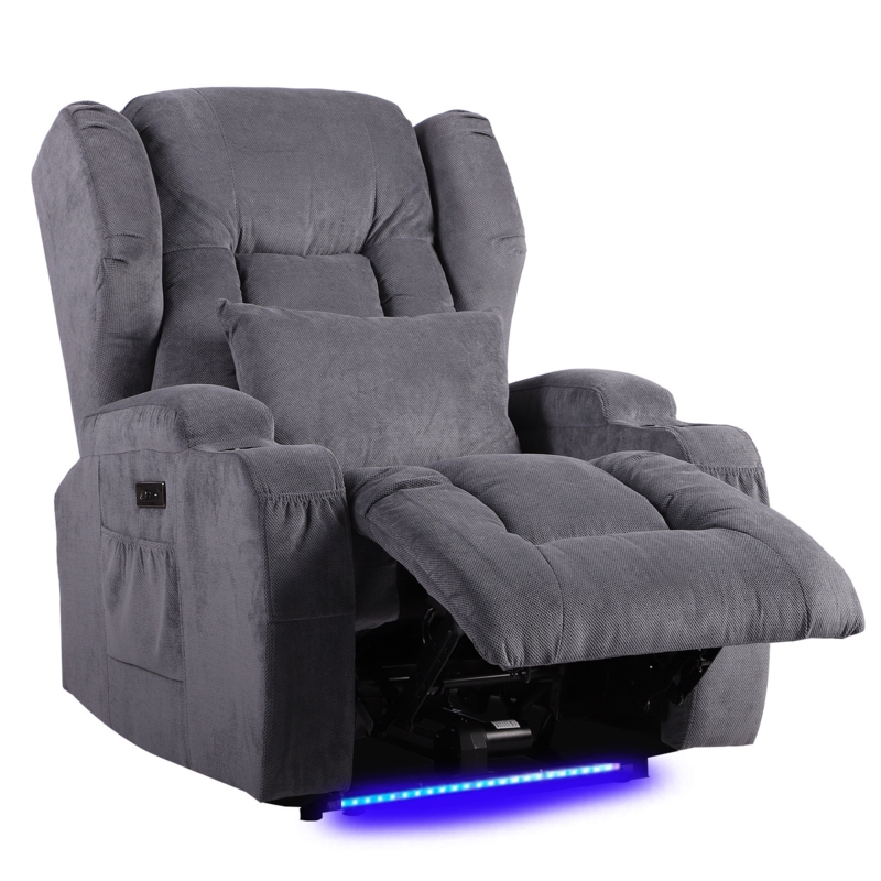 Upholstered Power Reclining Home Theater Seating with Cup Holder