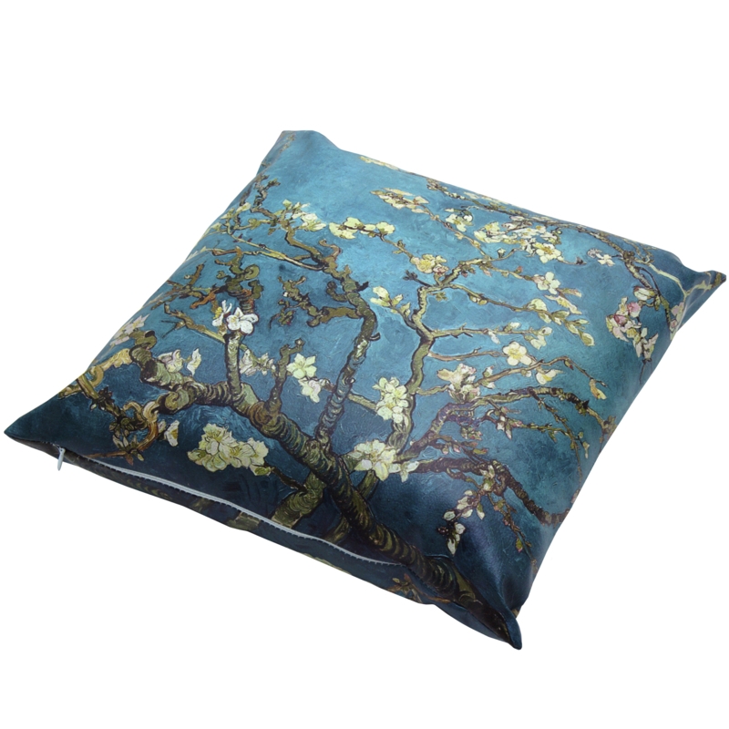 Van Gogh Almond Blossoms Faux Leather Throw Pillow