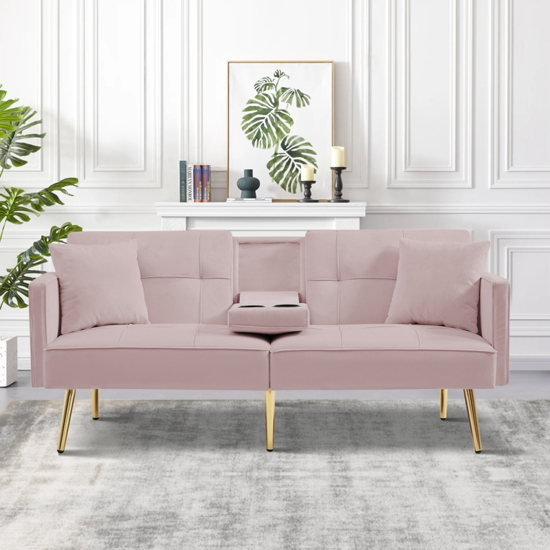 Veselin Twin 69.21'' Velvet Tufted Convertible Sofa