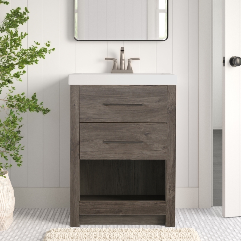 Vessik 24.5'' Single Bathroom Vanity with Cultured Marble Top
