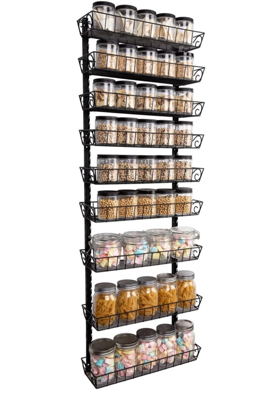 Wall Spice Rack with Adjustable Racks