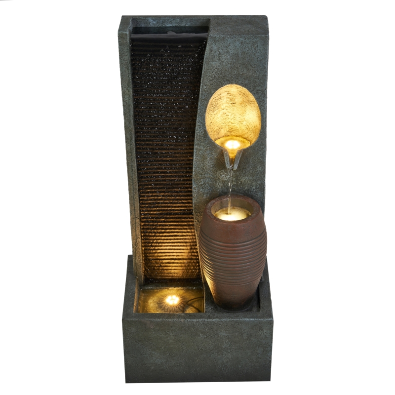32" H Rainfall Vase Fountain with 3 Warm White LEDS