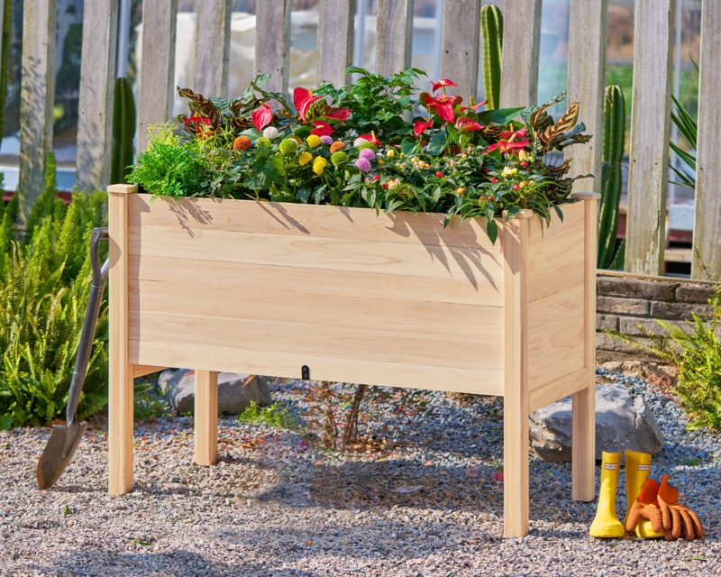 4 ft x 2 ft Keyhole Composting Wood Raised Garden
