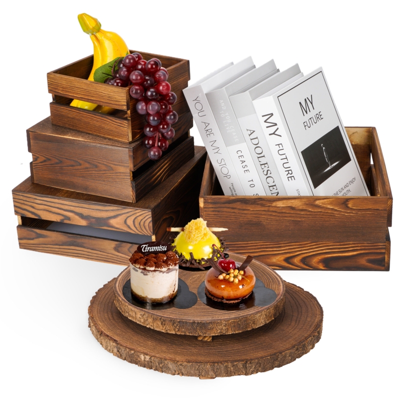 6 Pieces Wood Cupcake Display Stand Decorative Dessert Risers