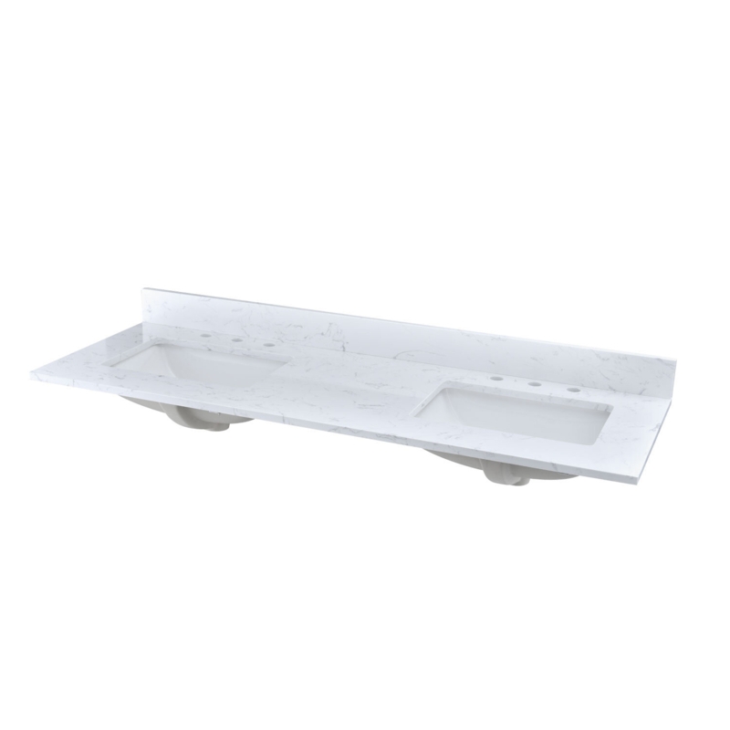 60'' Engineered Stone Double Vanity Top with Sink Faucet Holes