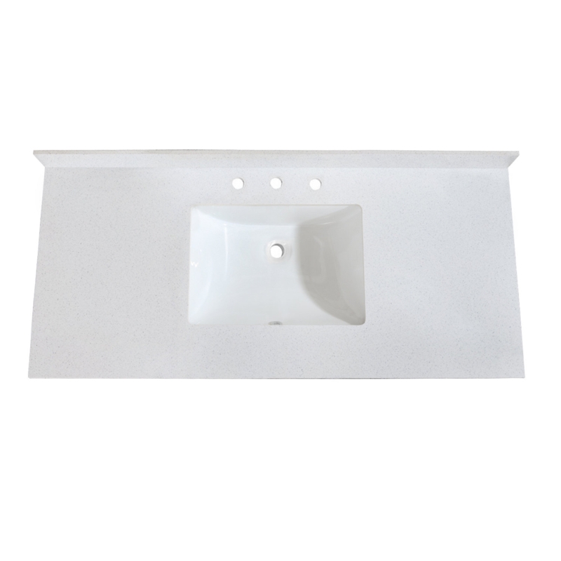 60'' Quartz Single Bathroom Vanity Top in White with Sink
