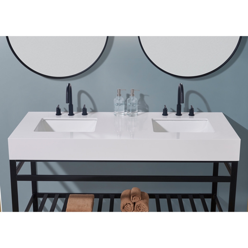 60'' Stone Double Bathroom Vanity Top with Sink