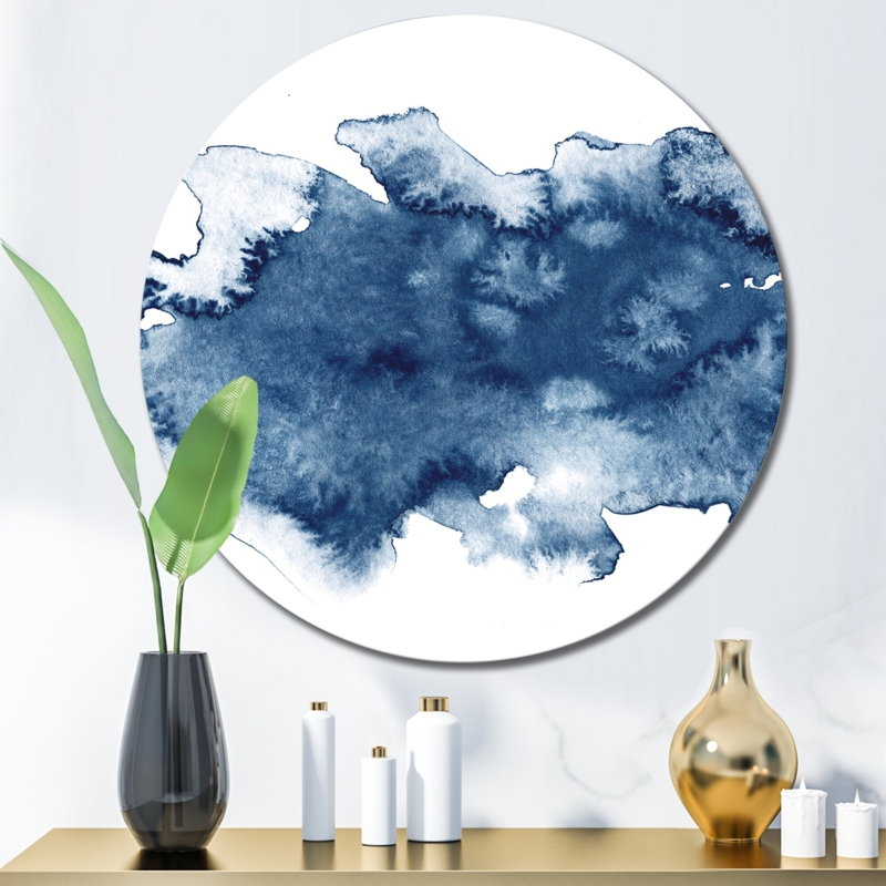 Abstract Classic Blue II - Modern Metal Circle Wall Art