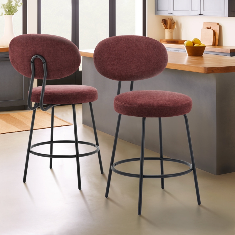 Aliana 24" Fabric Upholstered Curved Back Counter Stool (Set of 2)