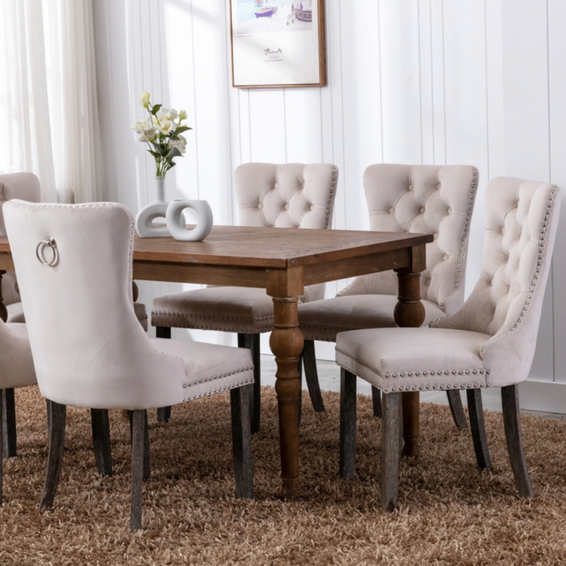 Allena Tufted Velvet Wing Back Parsons Chair