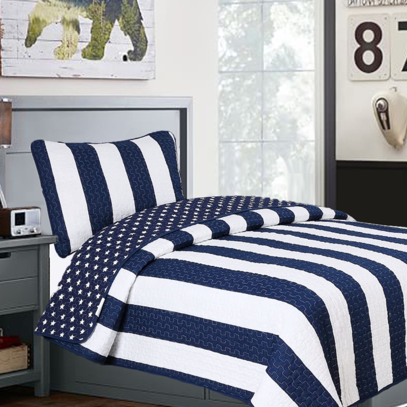 Ameristar Cotton Striped Quilt Set