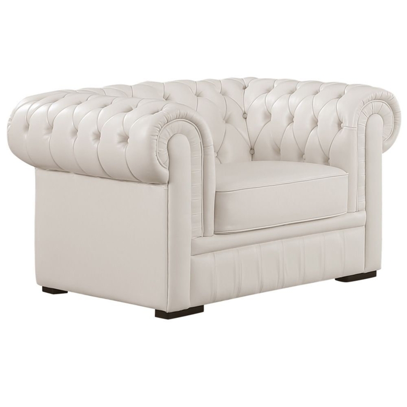 Ashmath 49'' Wide Tufted Cow Top Genuine Leather Chesterfield Chair
