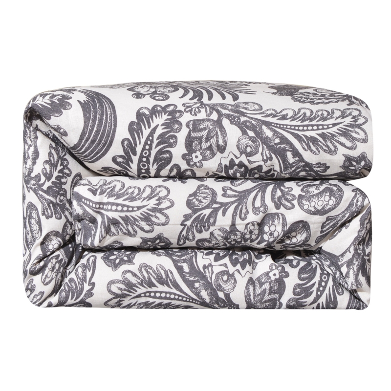 Augusta Black and White Classic French Toile Botanical Print 1 Piece Duvet Cover