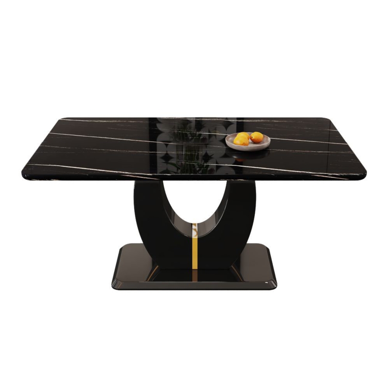 Avdain 63" Pedestal Faux Marble Top Dining Table
