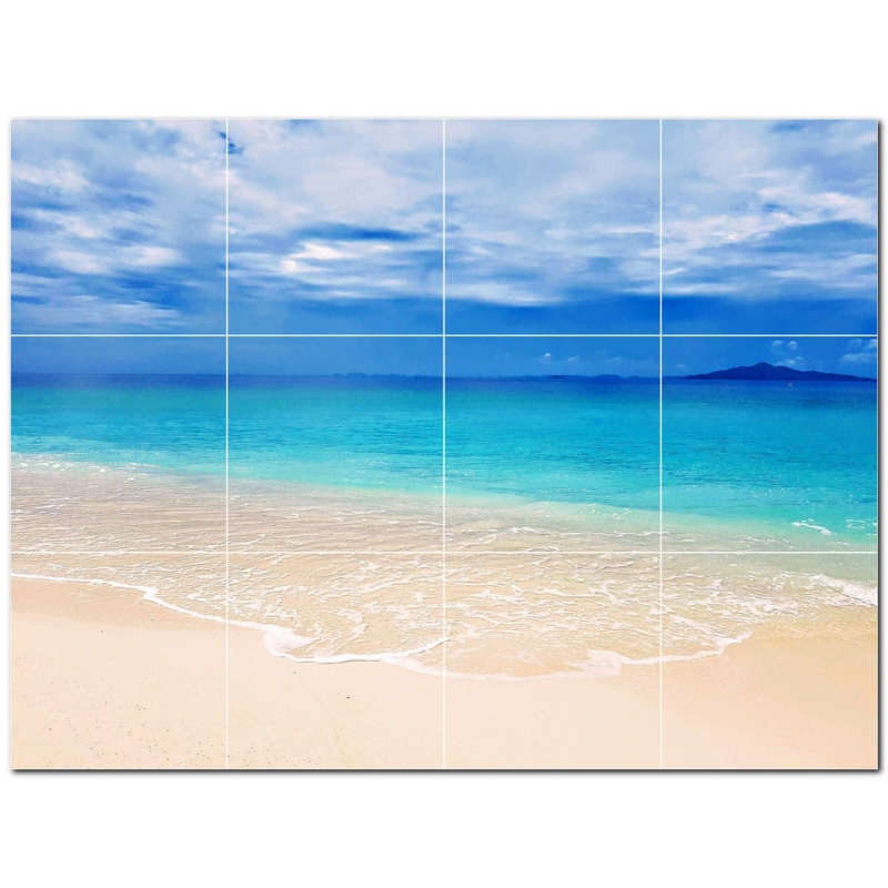 Beach Photo 12'' x 12'' Satin Ceramic Decorative Mural