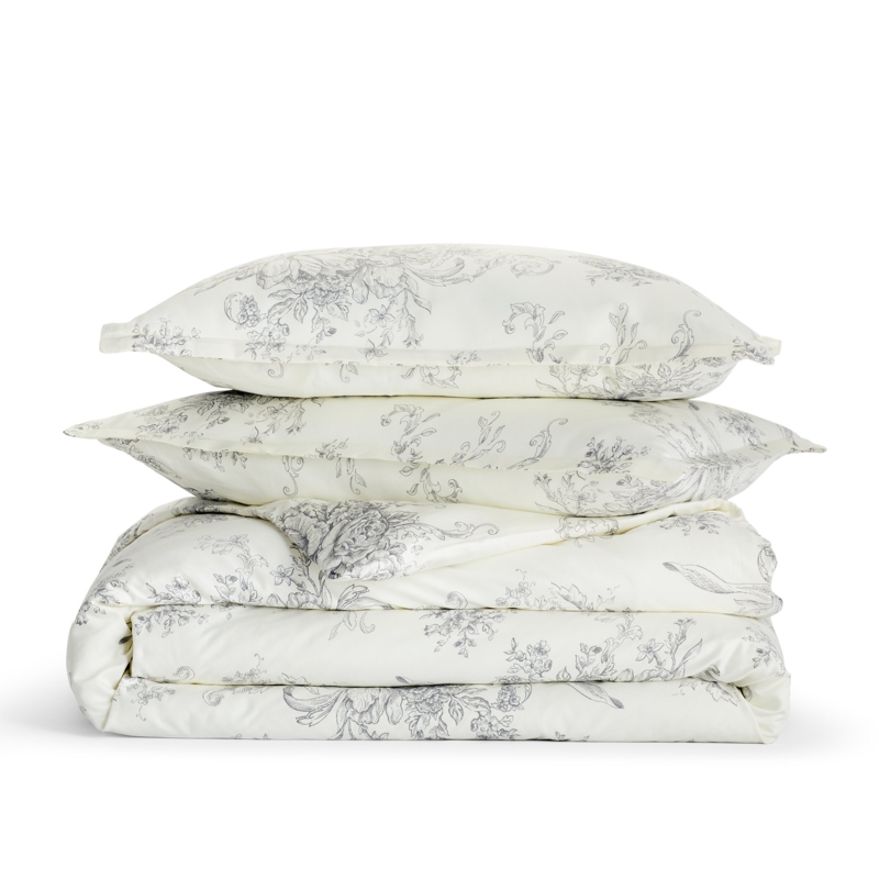 Benedictine Cotton Sateen Toile Duvet Cover Set