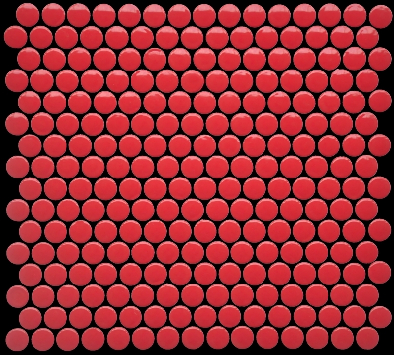 BG Red Penny Round 12x12 Mos Wall & Floor Tile