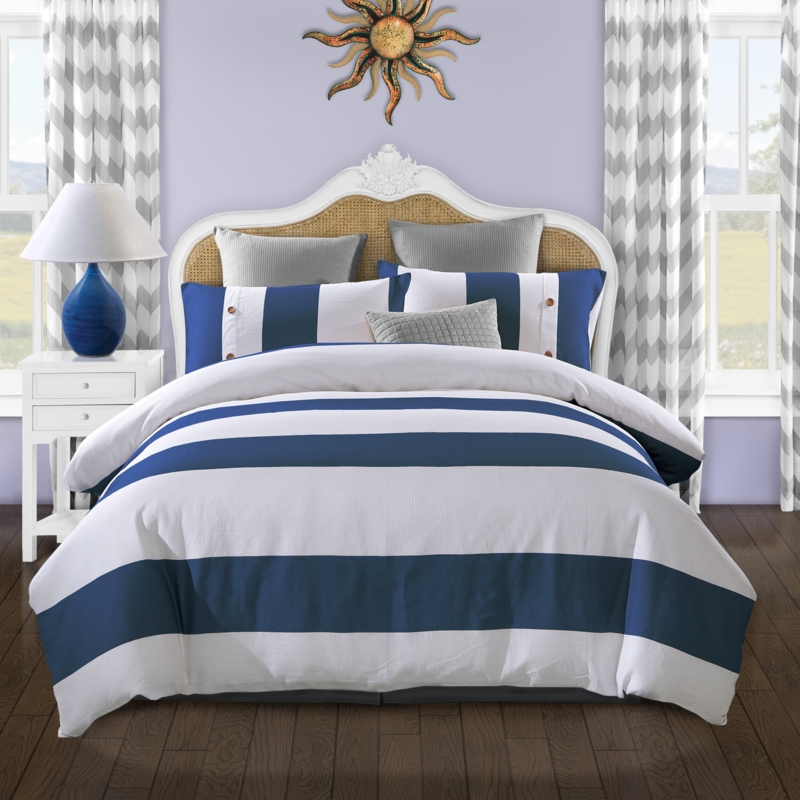 Brennan Modern & Contemporary Cotton Sateen Striped Duvet Cover Set