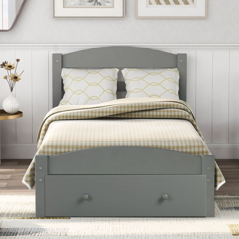 Brokaw Kerwin Twin Solid Wood Storage Platform Bed, Twin Bed