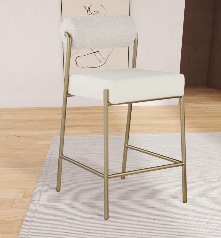 Burslem Boucle Fabric & Faux Leather Counter Stool