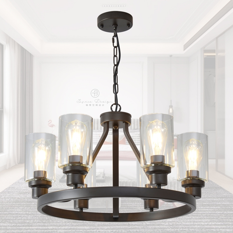 Cackley 6 - Light Dimmable Kitchen Island Wagon Wheel Chandelier