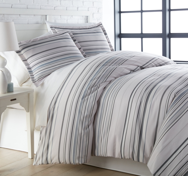 Coastal Stripes Collection Microfiber Reversible Duvet Cover Set