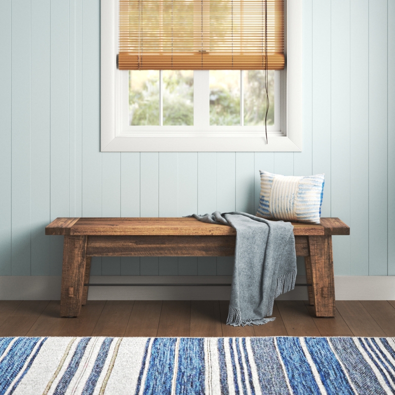 Daryl 60" Wide Industrial Rustic Solid Wood Metal Dining And Entryway Bench